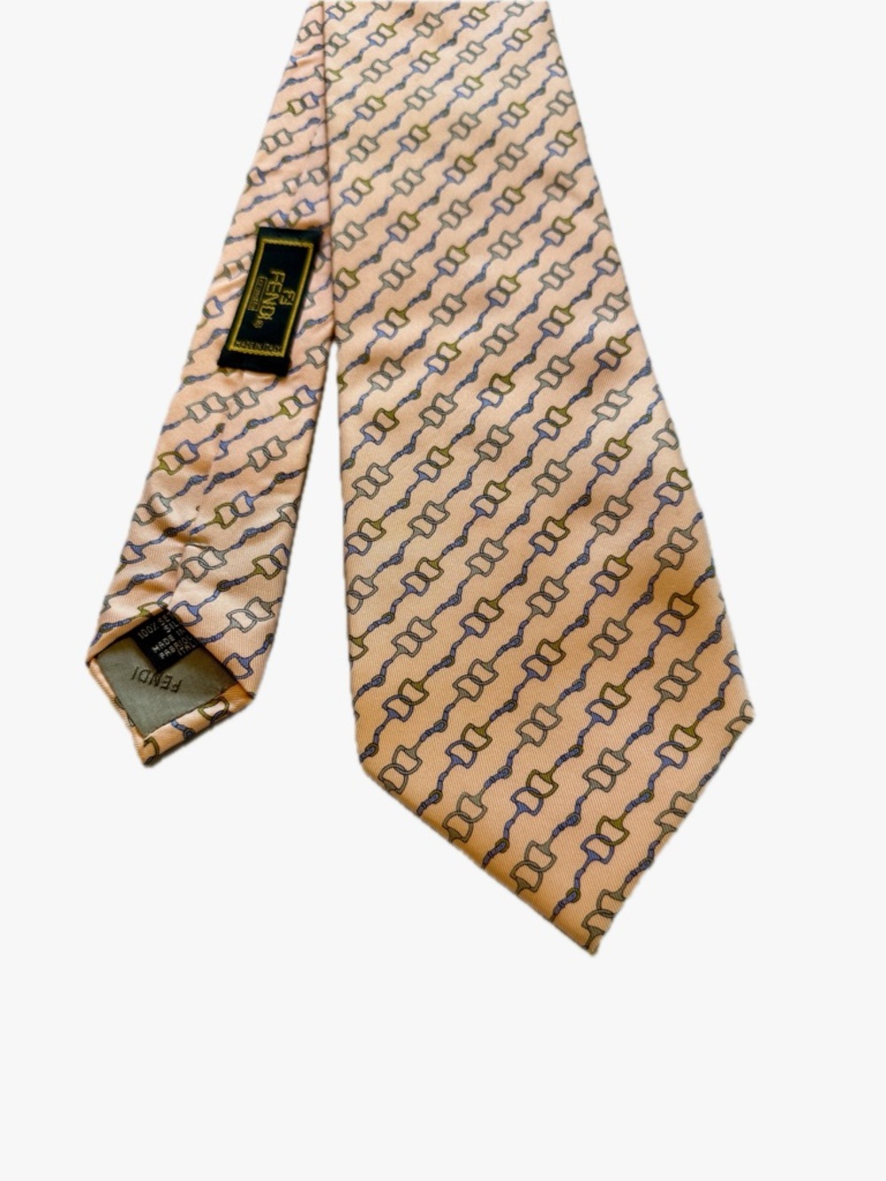 Fendi Pink Silk Chain-Link Pattern Tie - Picture 3 of 3